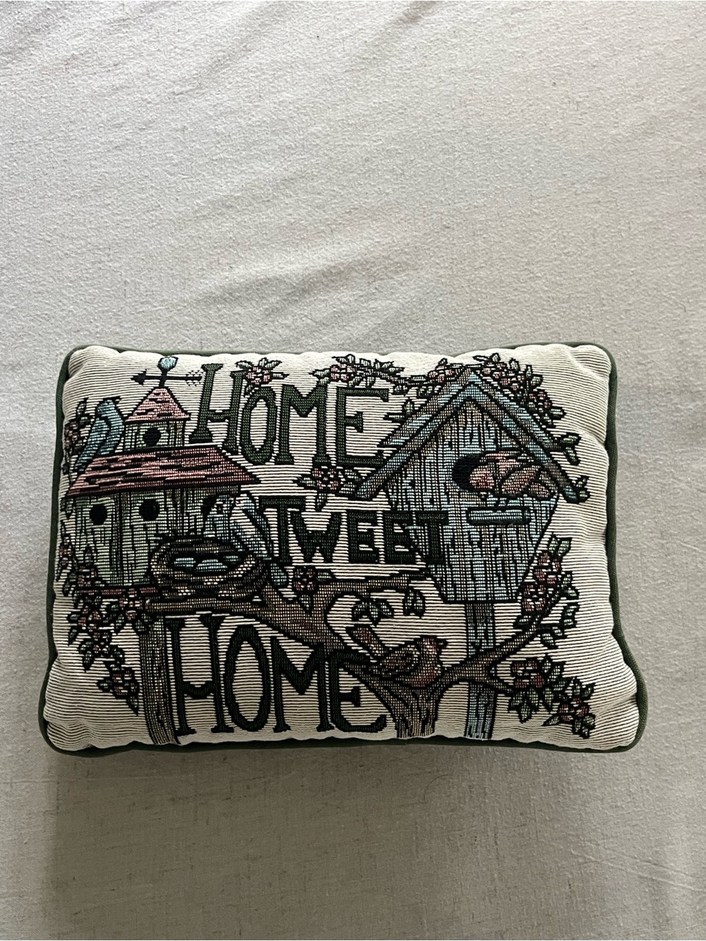Vintage-Style "Home Tweet Home" Tapestry Accent Pillow